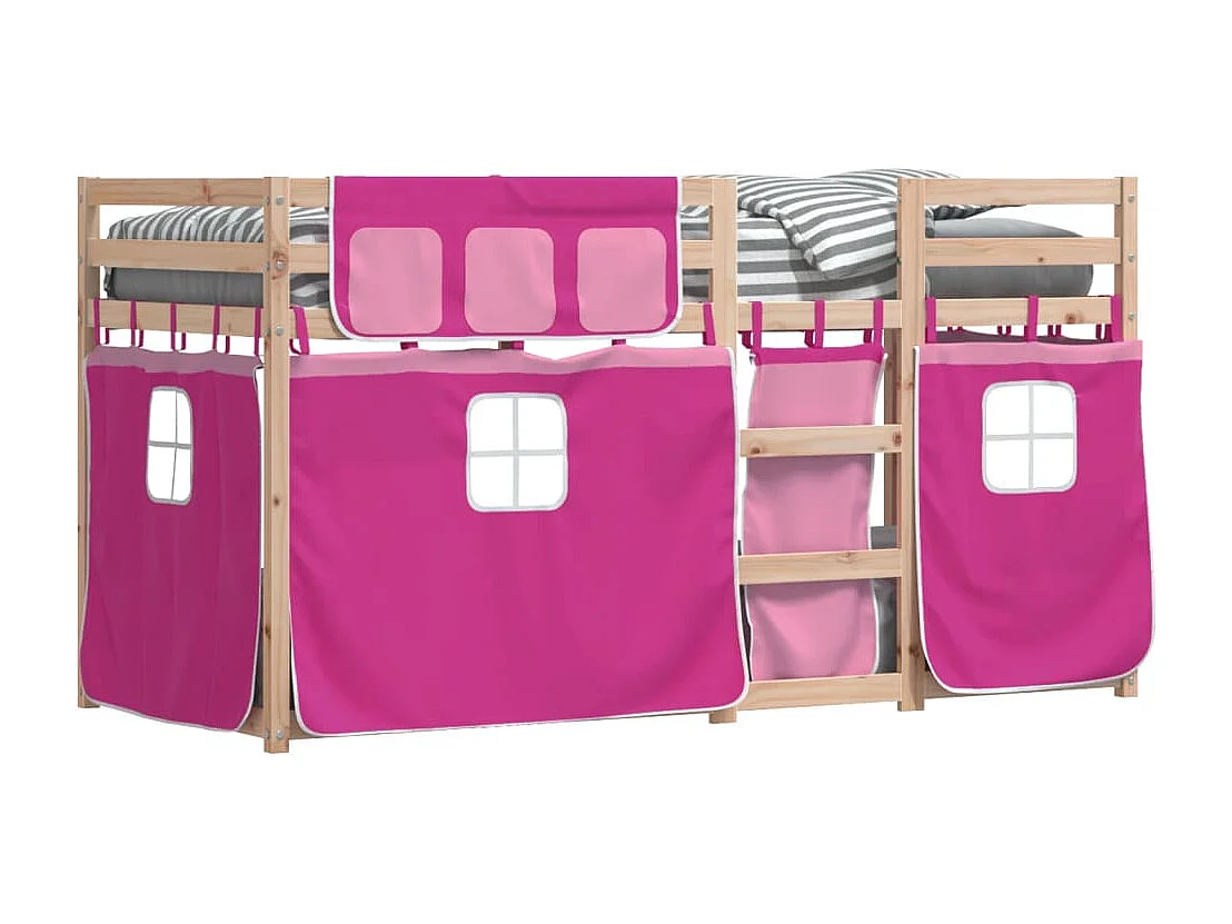 Letto a castello senza materasso rosa 80x200 cm in legno massello di pino