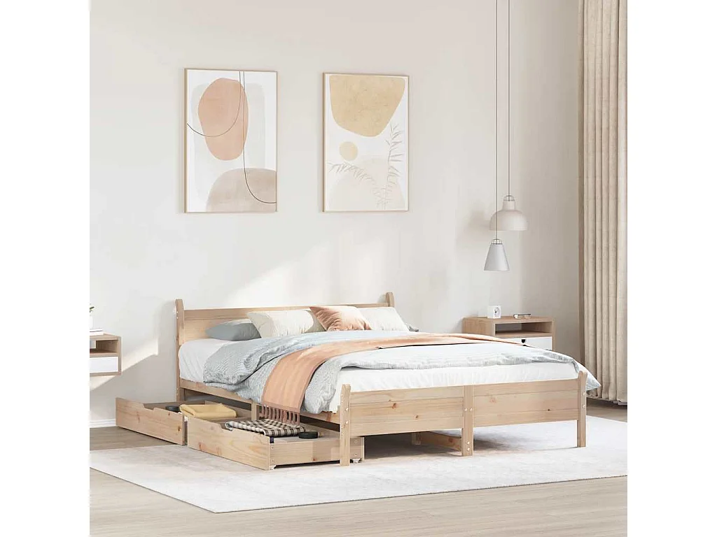 Struttura letto senza materasso 160x200 cm in legno massello di pino