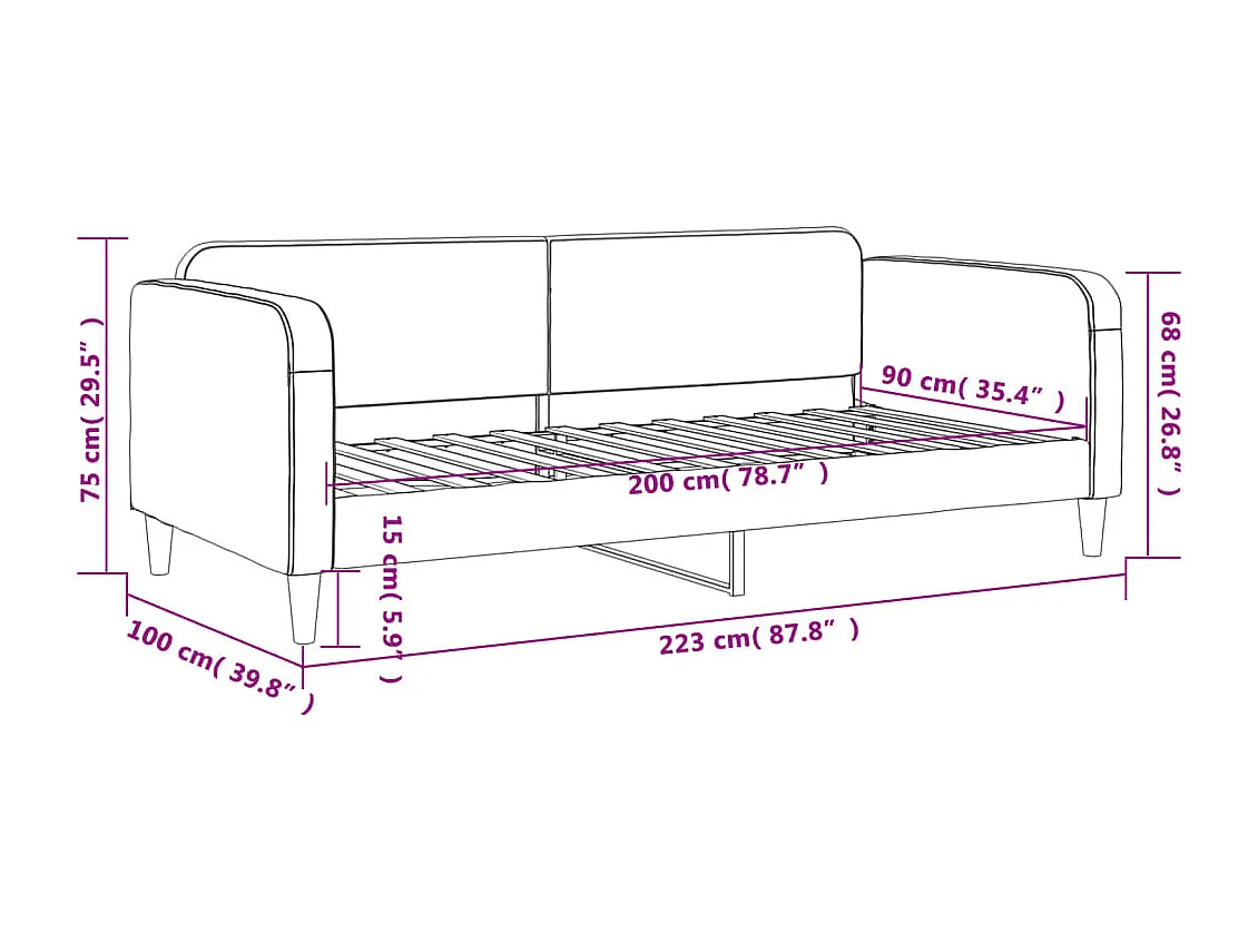 Lit de repos sans matelas gris clair 90x200 cm tissu
