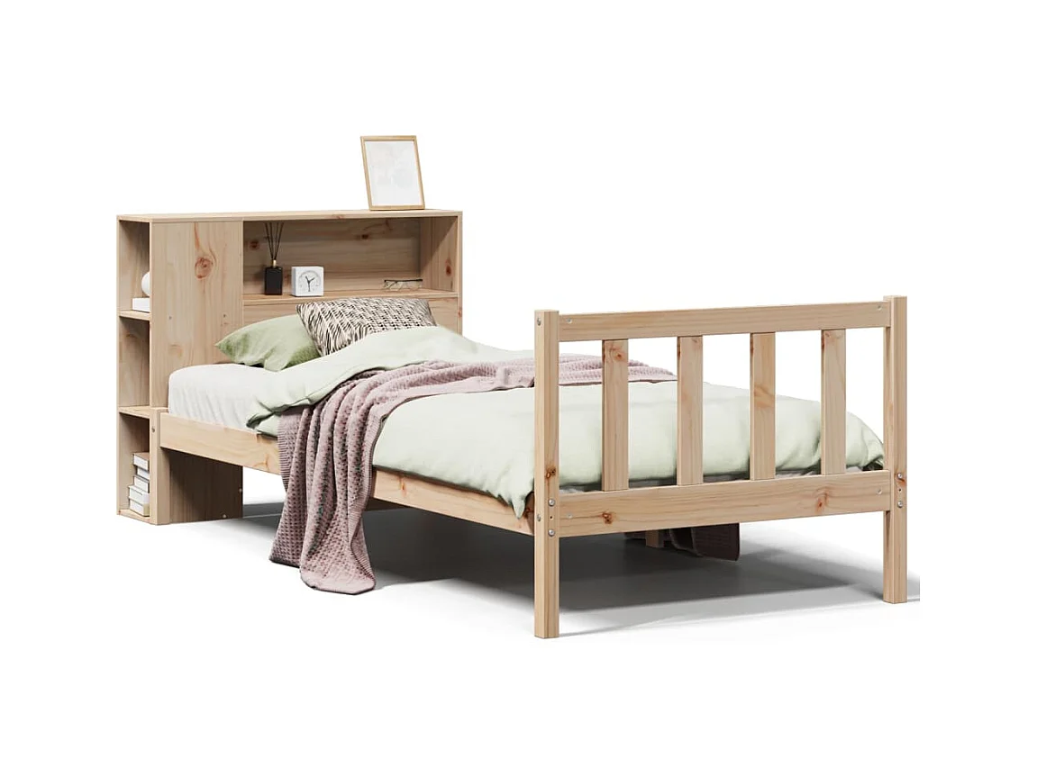 Bibliotheekbed zonder matras 75x190 cm massief grenenhout