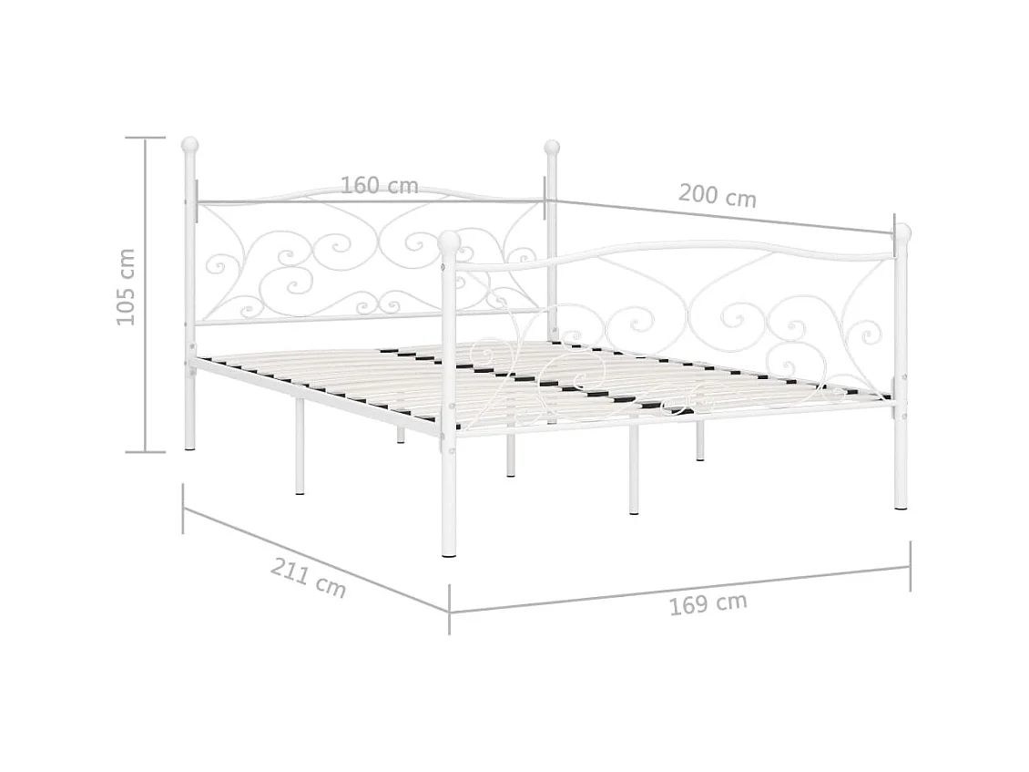 Struttura letto senza materasso con rete a doghe metalliche 160x200cm
