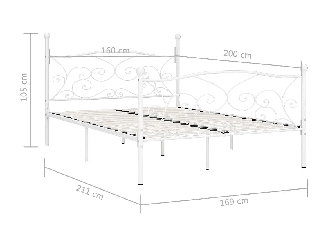 Bedframe zonder matras met metalen lattenbodem 160x200cm