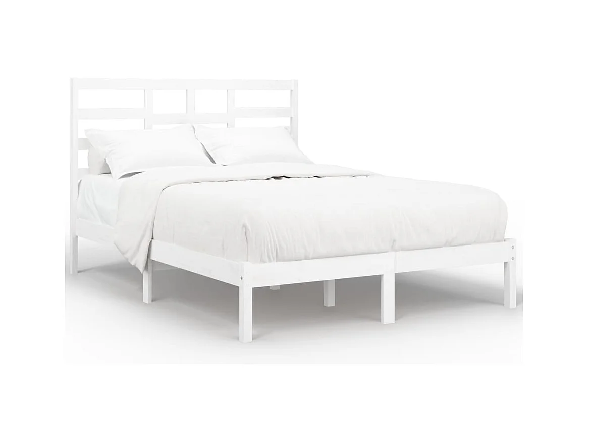 Bedframe zonder matras wit massief hout 140x200 cm