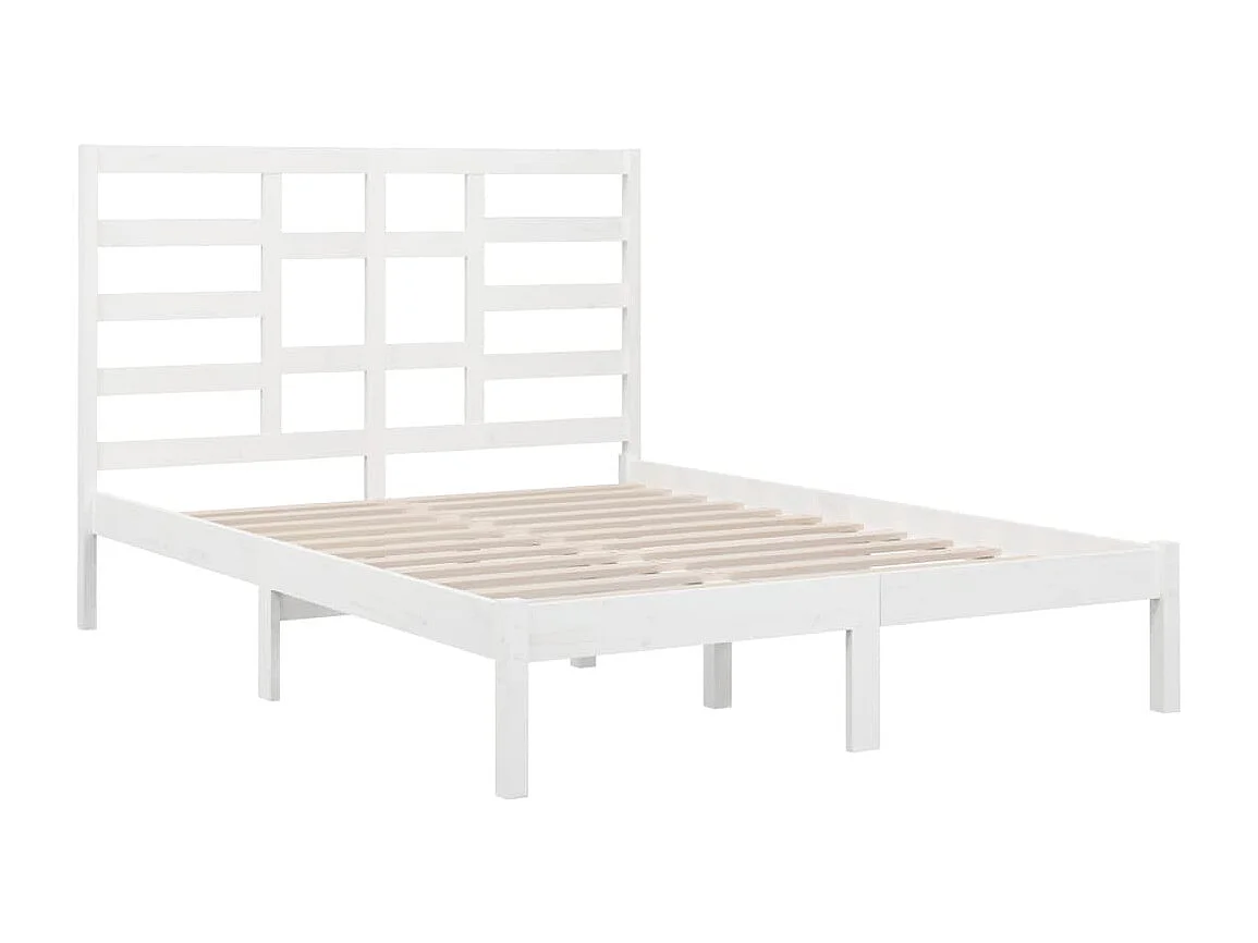 Estructura de cama sin colchón de madera maciza blanca 140x200 cm