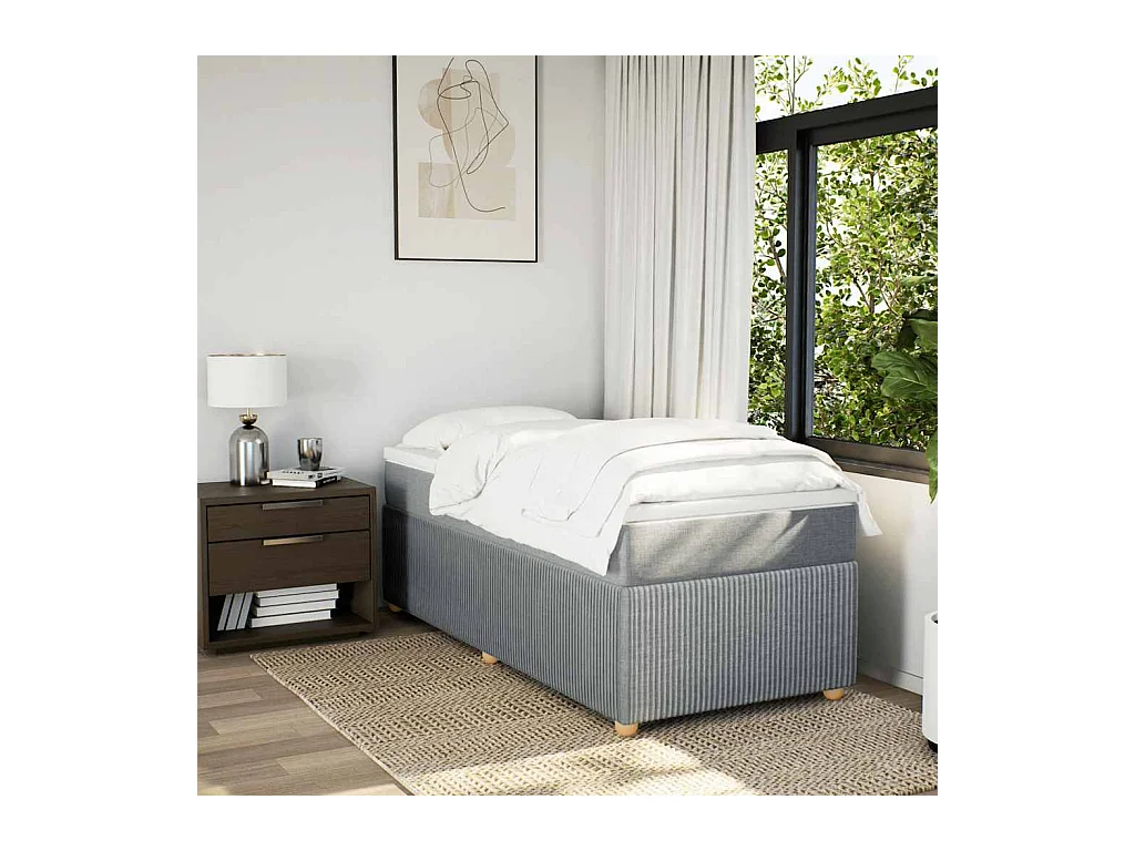 Lattenbodem met matras Lichtgrijs 100x200cm Stof