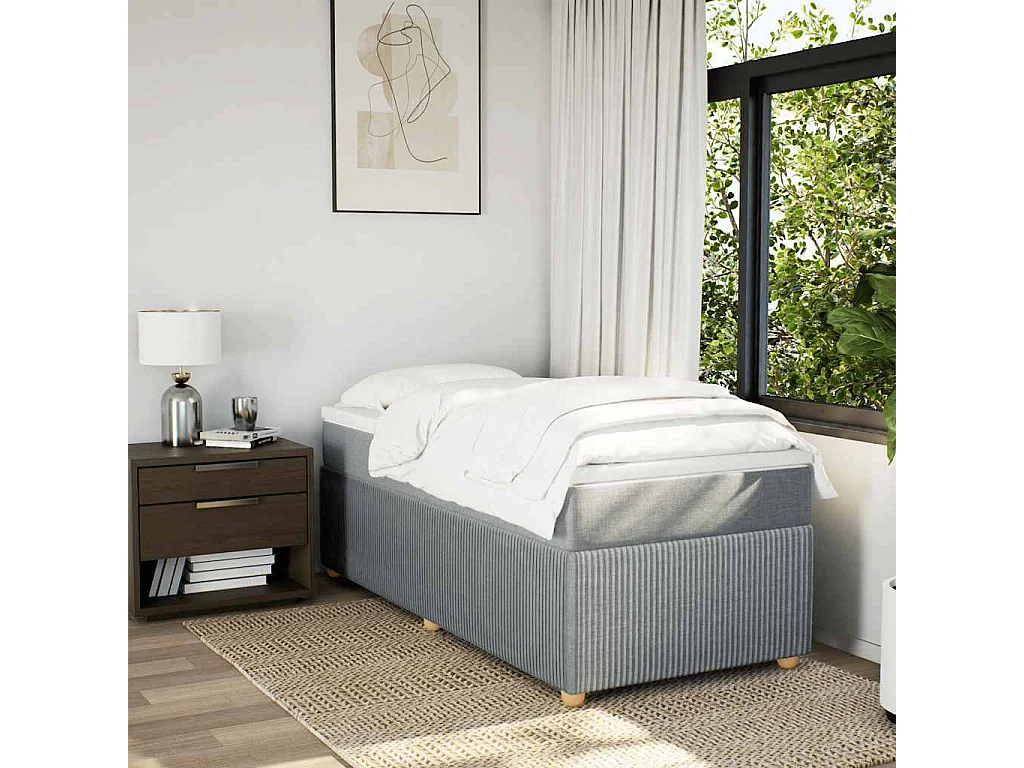 Rete a doghe con materasso Tessuto grigio chiaro 100x200cm