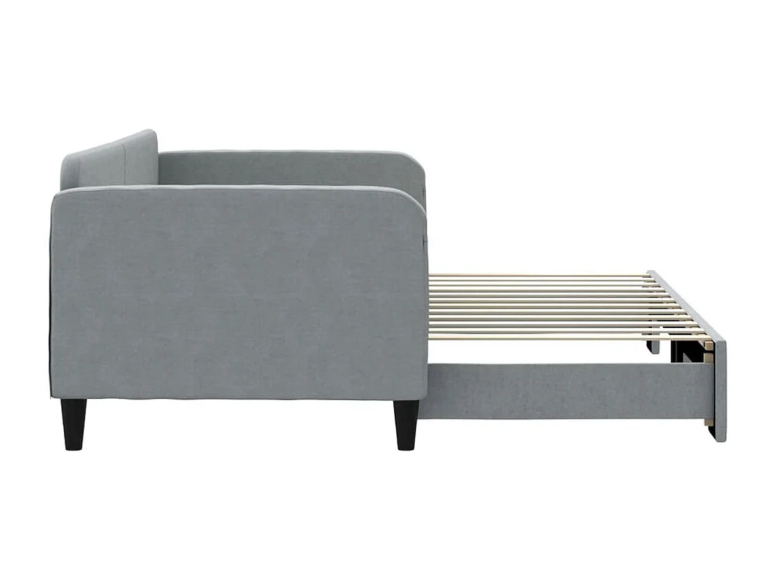 Lit de jour avec gigogne sans matelas gris clair 90x200 cm