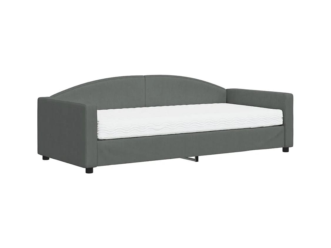 Divano letto con materasso grigio scuro 90x200 cm tessuto