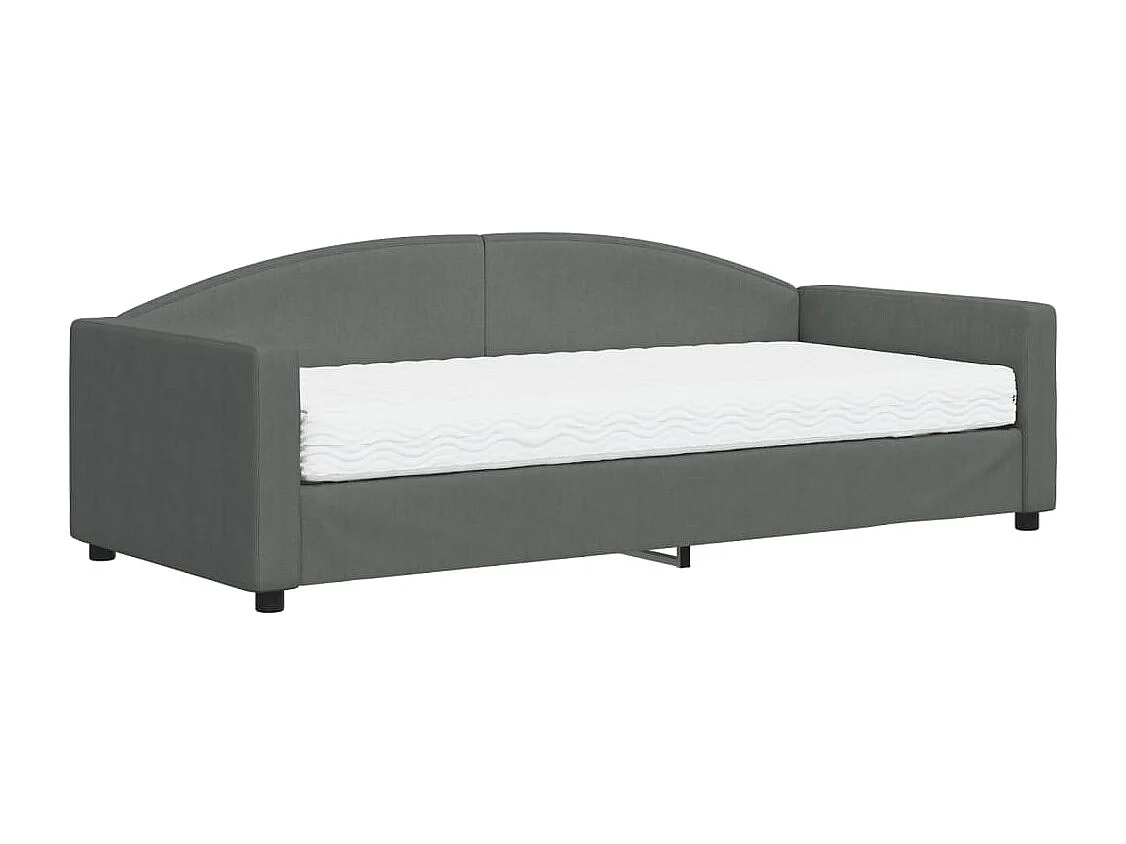 Lit de jour avec matelas gris foncé 90x200 cm tissu