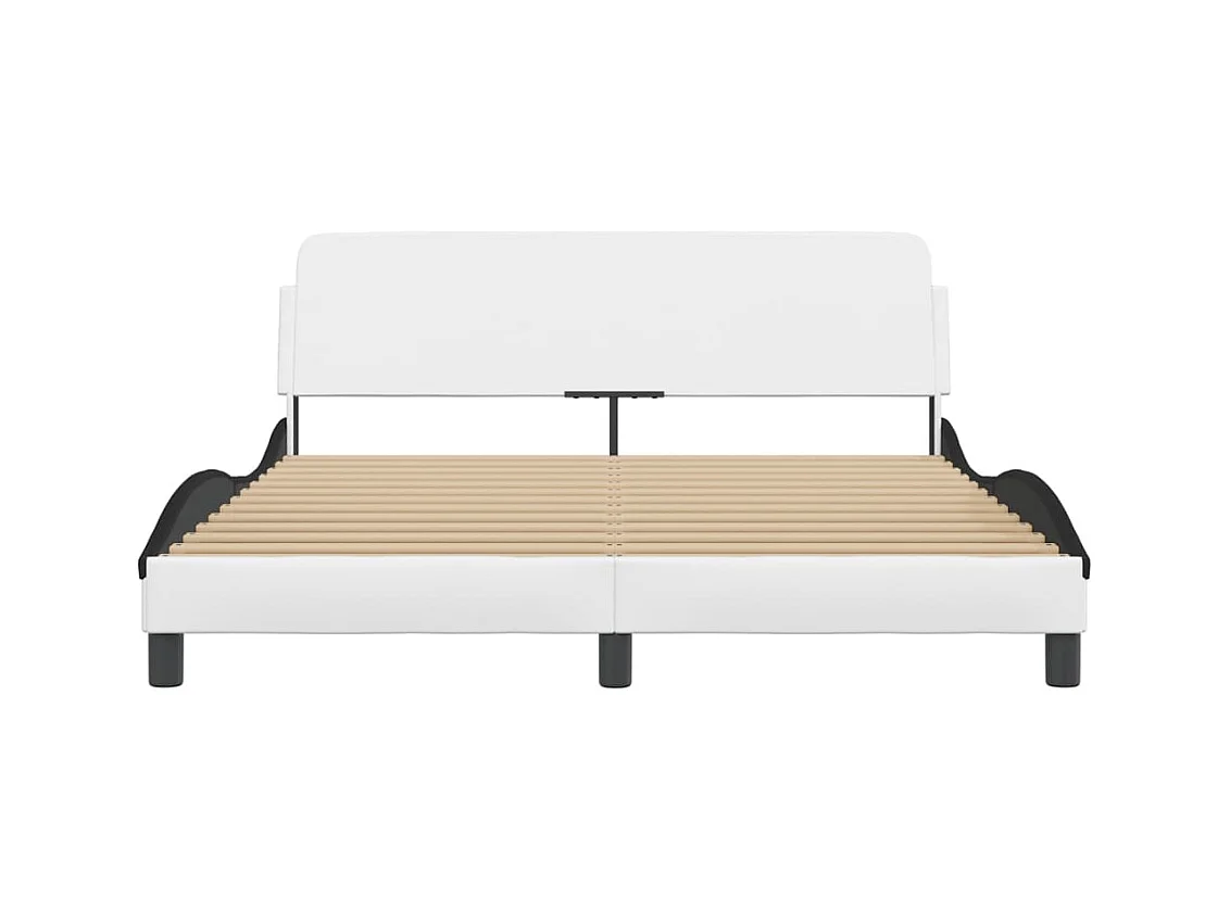 Bedframe zonder matras wit en zwart 160x200 cm kunstleer