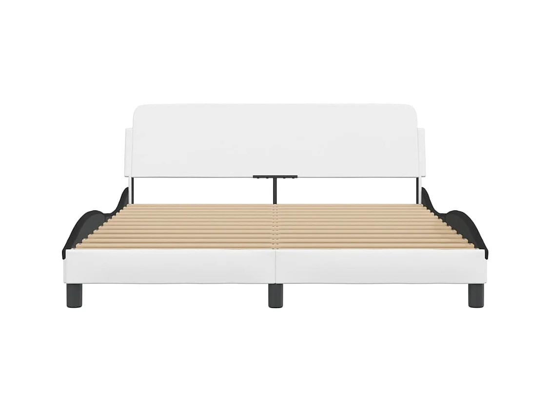 Bedframe zonder matras wit en zwart 160x200 cm kunstleer