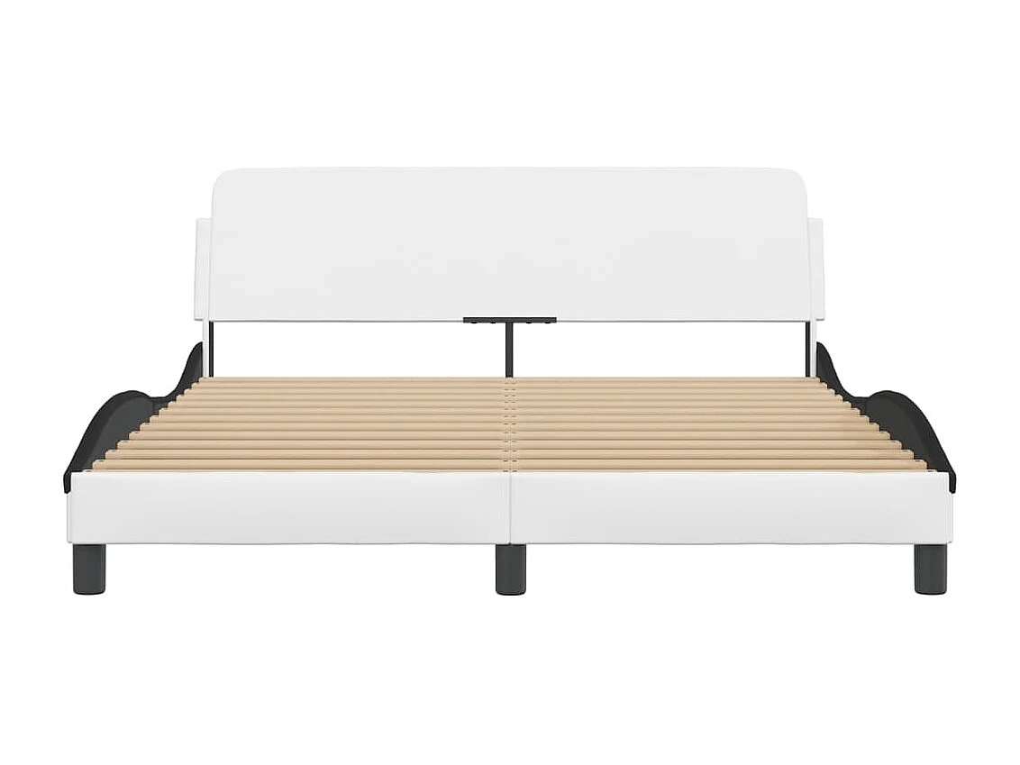 Estructura de cama sin colchón blanca y negra 160x200 cm piel sintética