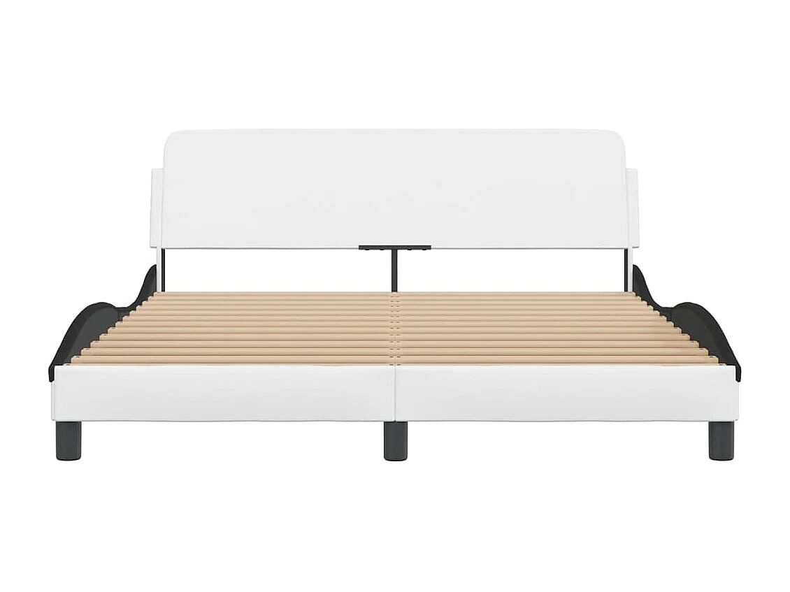 Estructura de cama sin colchón blanca y negra 160x200 cm piel sintética