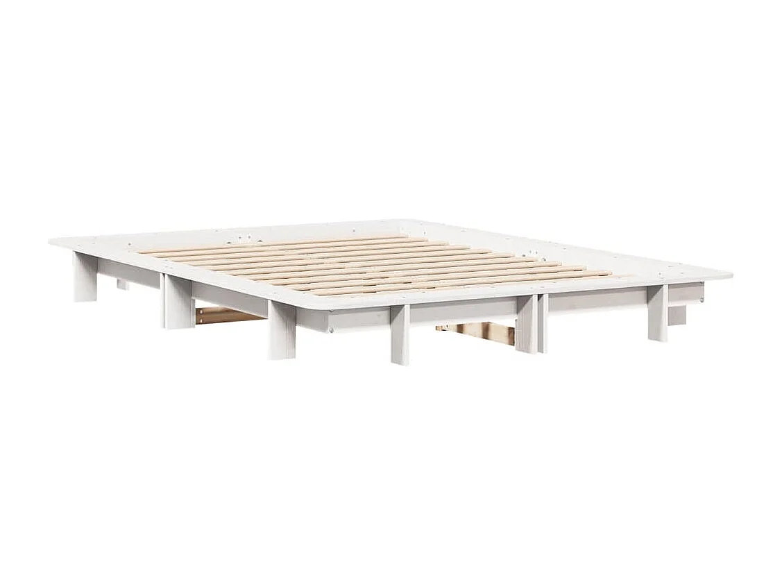 Cadre de lit sans matelas blanc 120x200 cm bois de pin massif