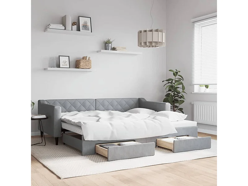 Dagbed met onderschuifbed en lades zonder matras 90x200 cm