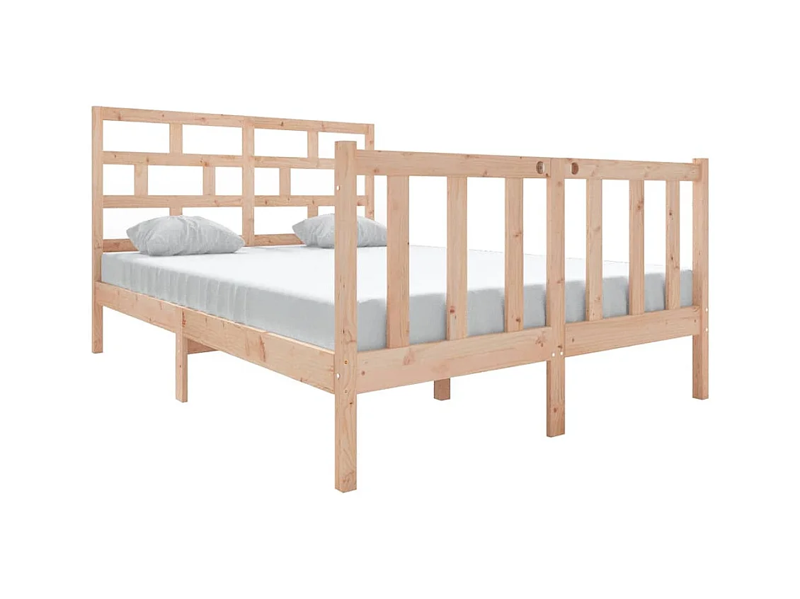 Bedframe zonder matras massief hout 140x190 cm