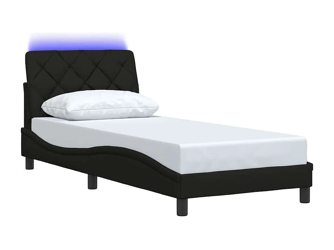 Struttura letto con LED senza materasso tessuto nero 90x200 cm