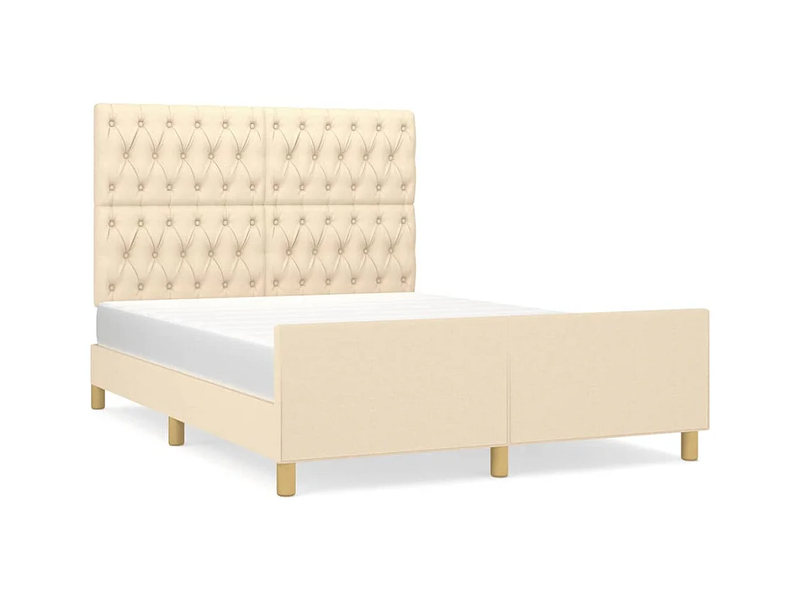 Cadre de lit sans matelas crème 140x190 cm tissu