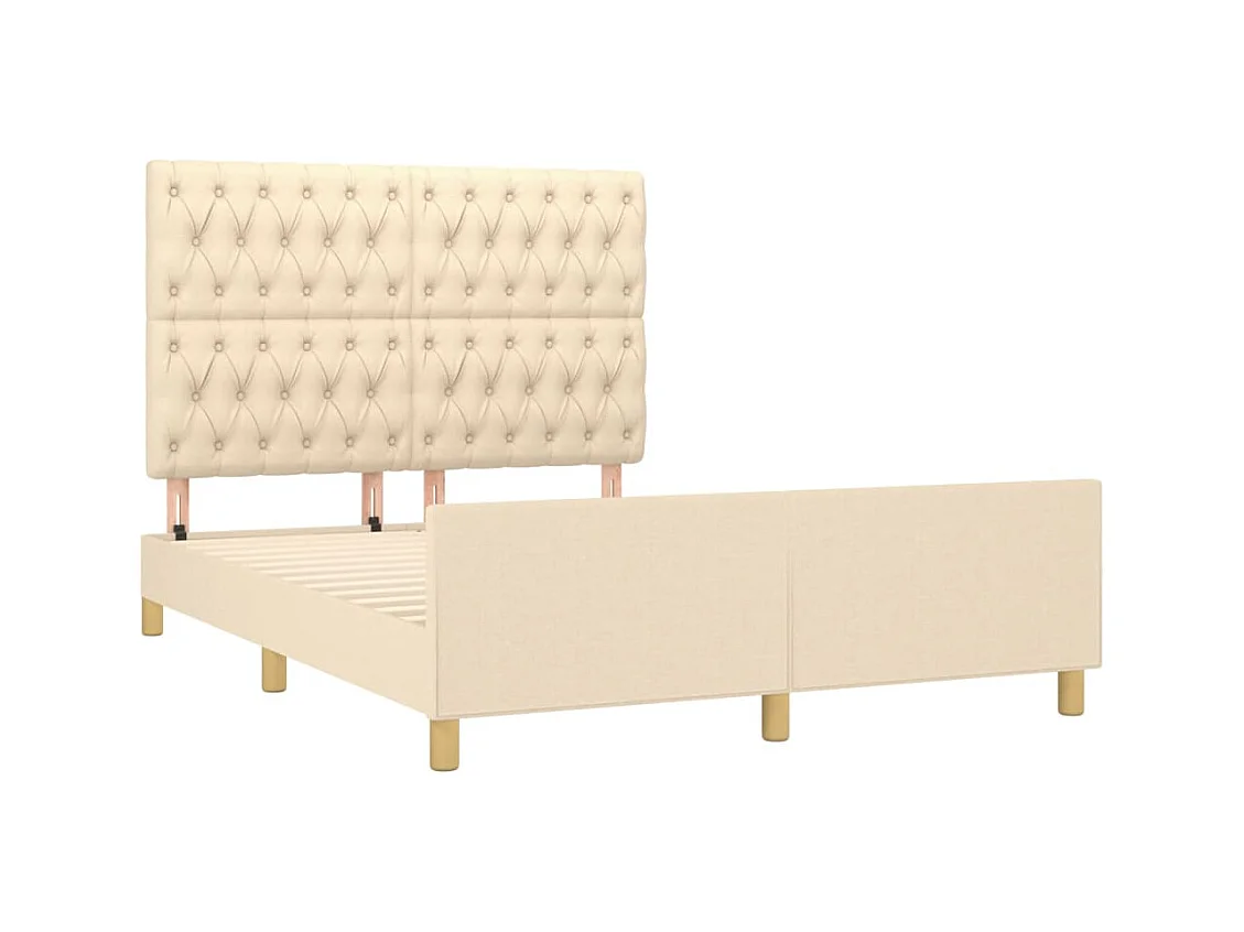 Cadre de lit sans matelas crème 140x190 cm tissu