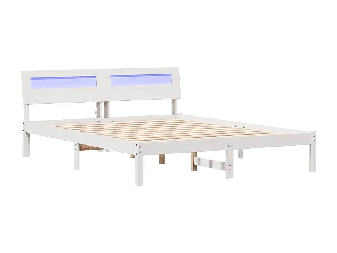 Wit bedframe 160 x 200 cm Massief grenenhout