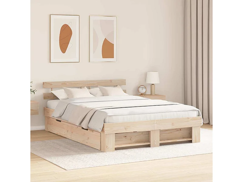 Struttura letto con cassetto Marrone 140 x 200 cm Legno massello di pino
