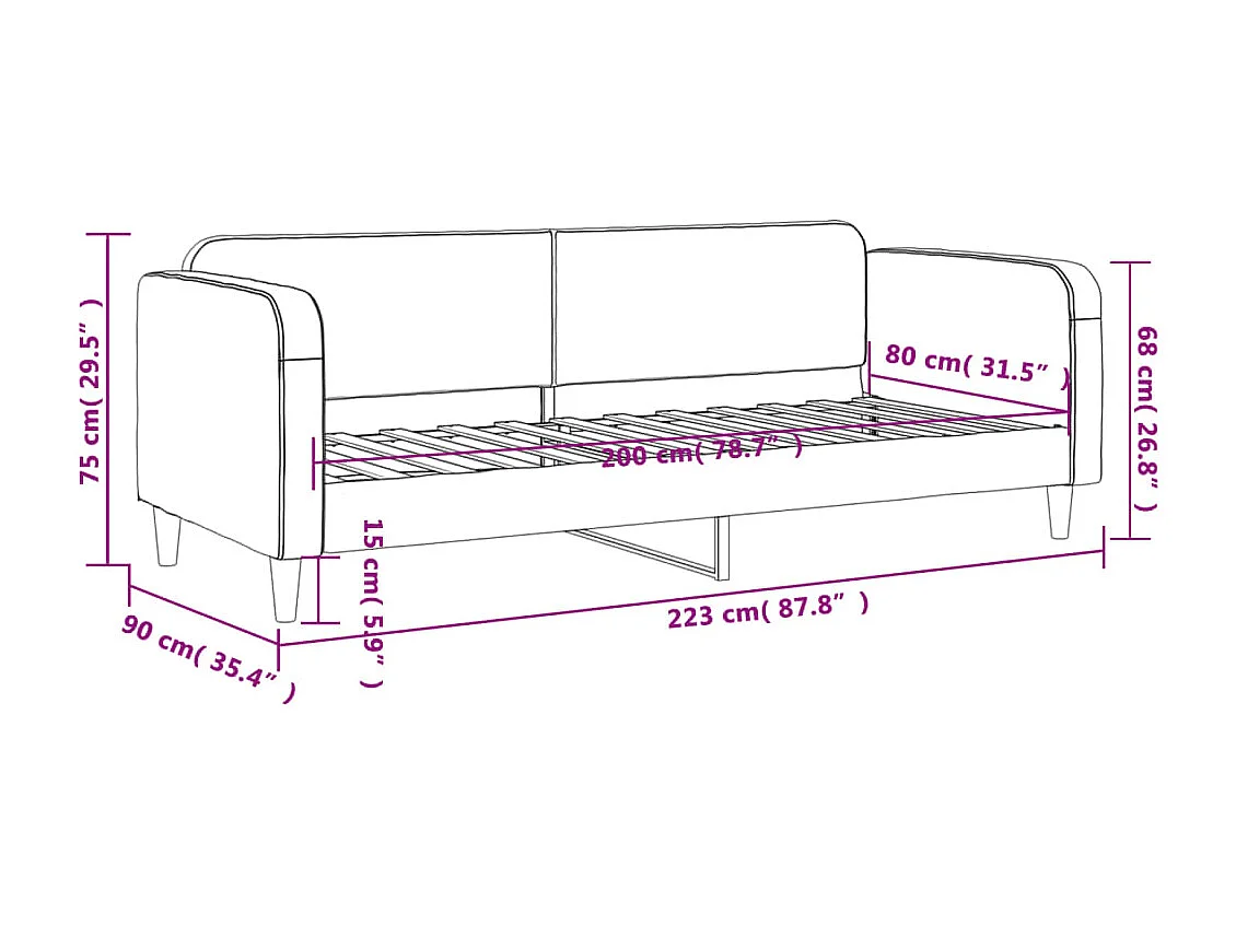 Daybed zonder matras crème 80x200 cm stof