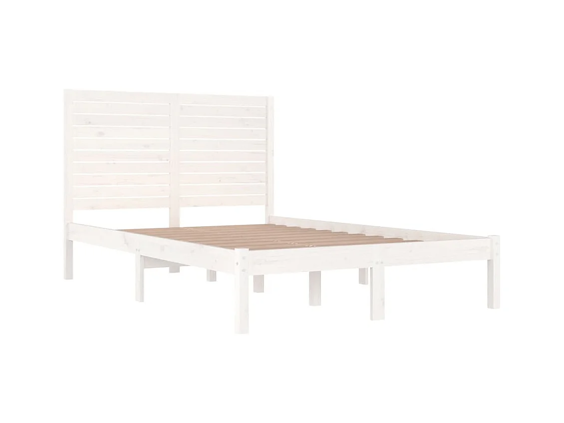Estructura de cama sin colchón blanco 140x190 cm madera maciza