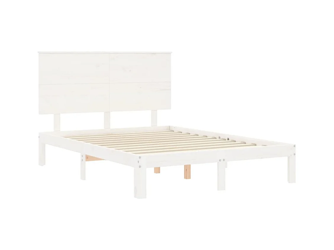 Estructura de cama sin colchón blanca 140x190 cm madera maciza de pino