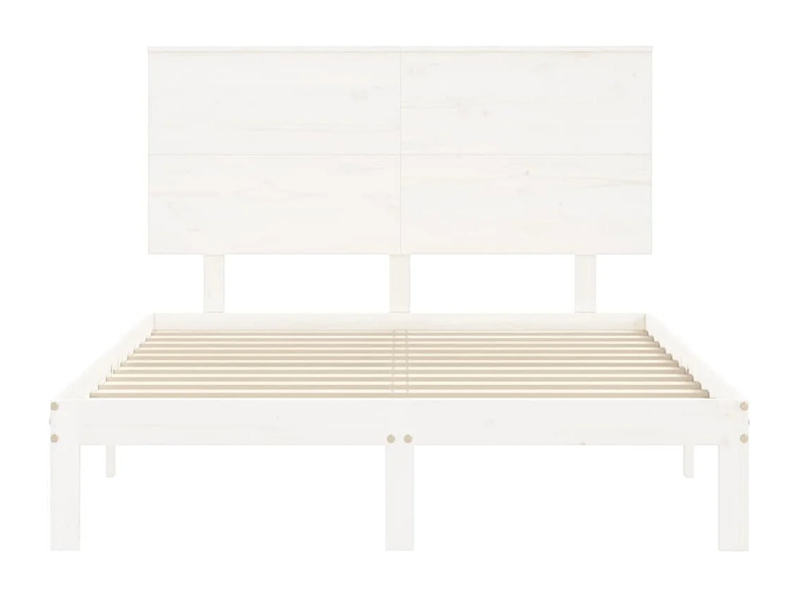 Struttura letto senza materasso bianco 140x190 cm in legno massello di pino
