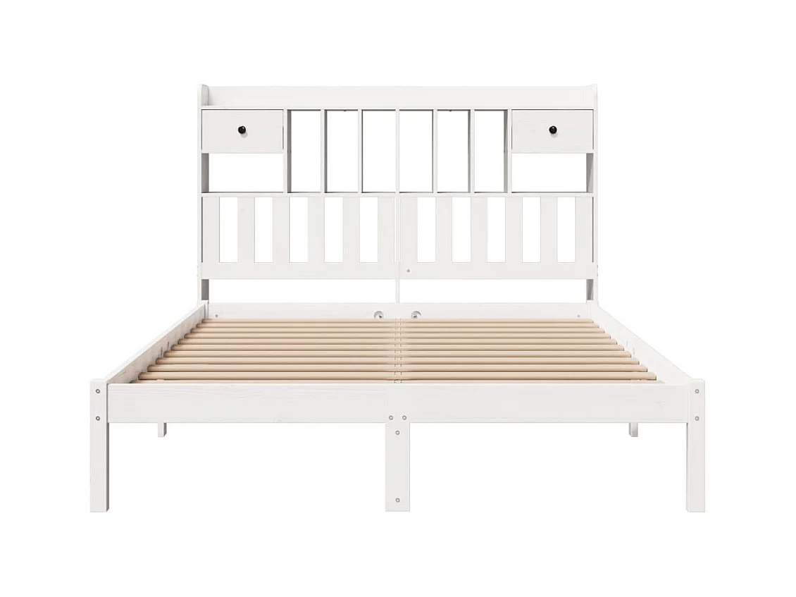 Letto libreria senza materasso bianco 140x190 cm in legno massello di pino