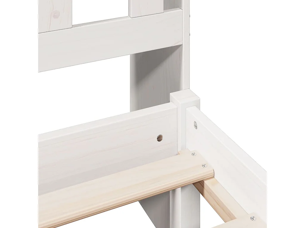 Letto libreria senza materasso bianco 140x190 cm in legno massello di pino