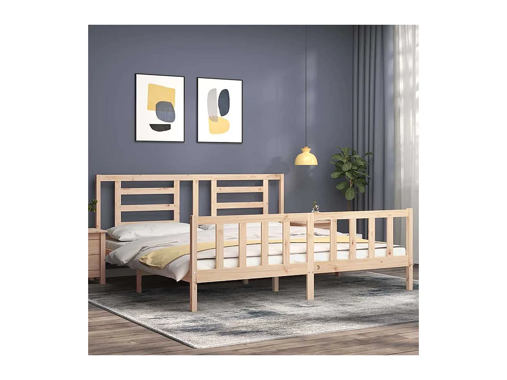Cadre de lit sans matelas 200x200 cm bois massif de pin