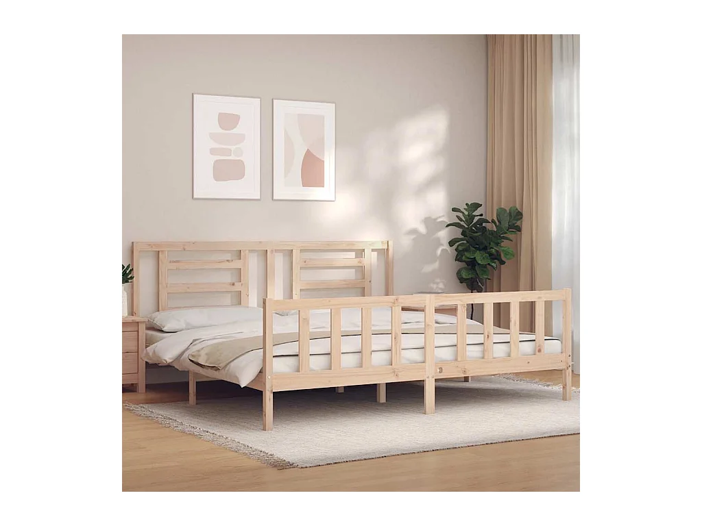 Estructura de cama sin colchón 200x200 cm madera maciza de pino