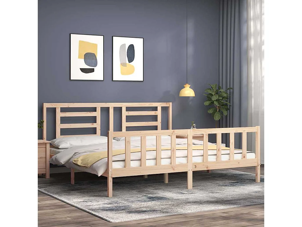 Cadre de lit sans matelas 200x200 cm bois massif de pin