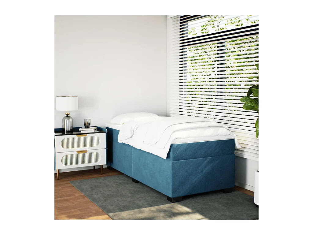 Rete a doghe con materasso Blu scuro 90x200 cm