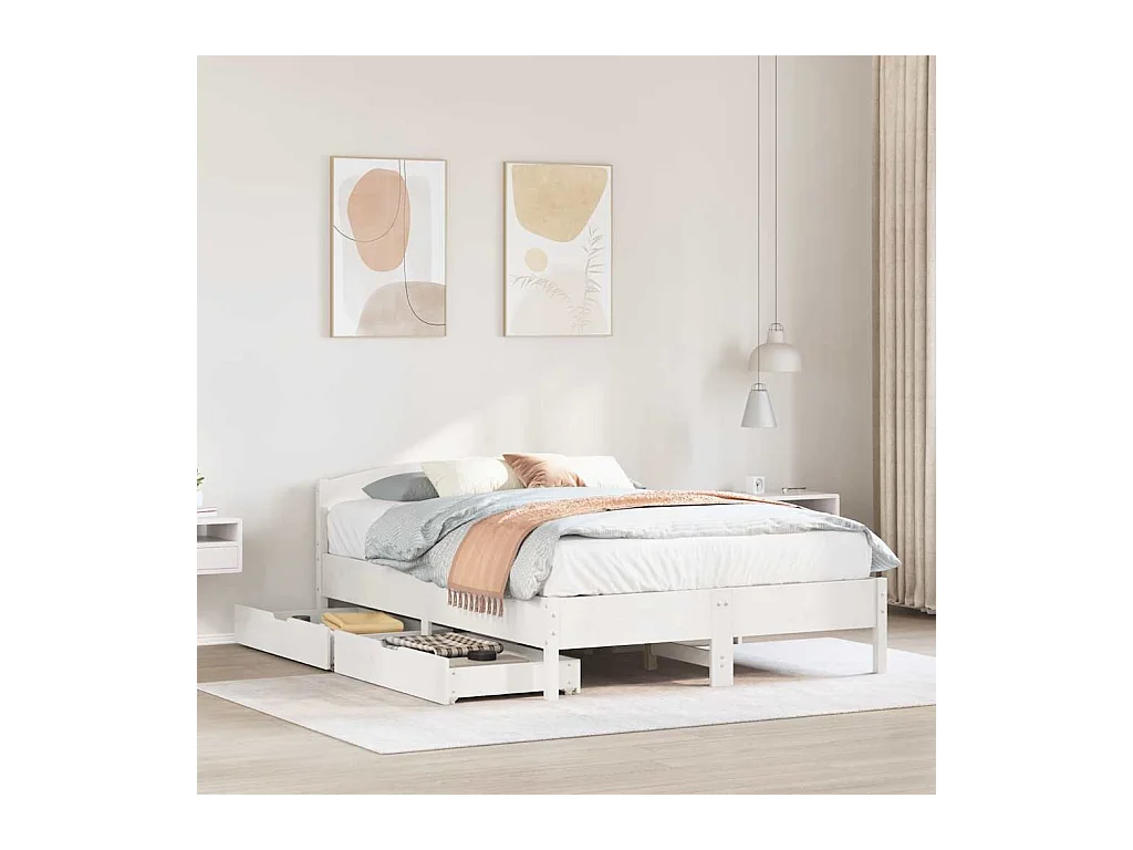 Bedframe zonder matras wit 140x190 cm massief grenenhout