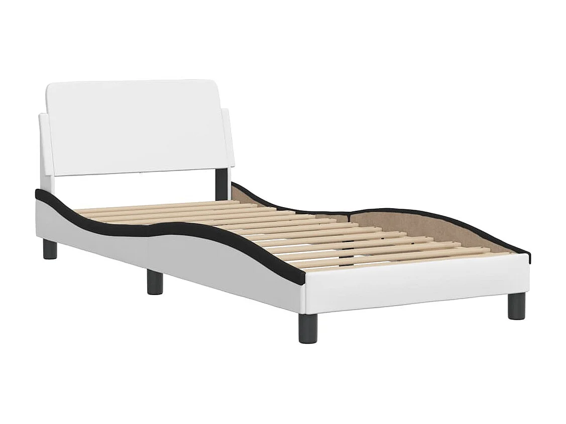 Bedframe met LED zonder matras wit en zwart 90x190 cm