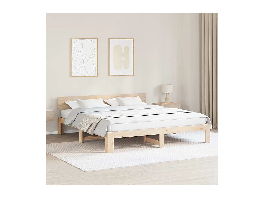 Bruin bedframe 180 x 200 cm massief grenenhout