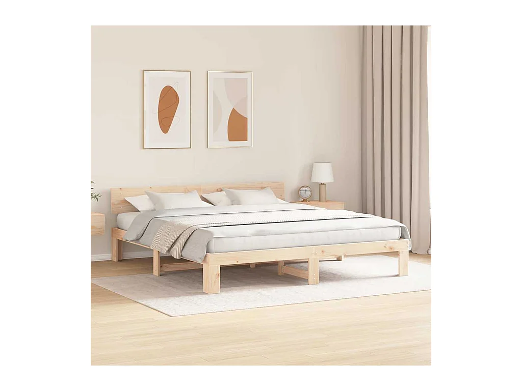 Bruin bedframe 180 x 200 cm massief grenenhout