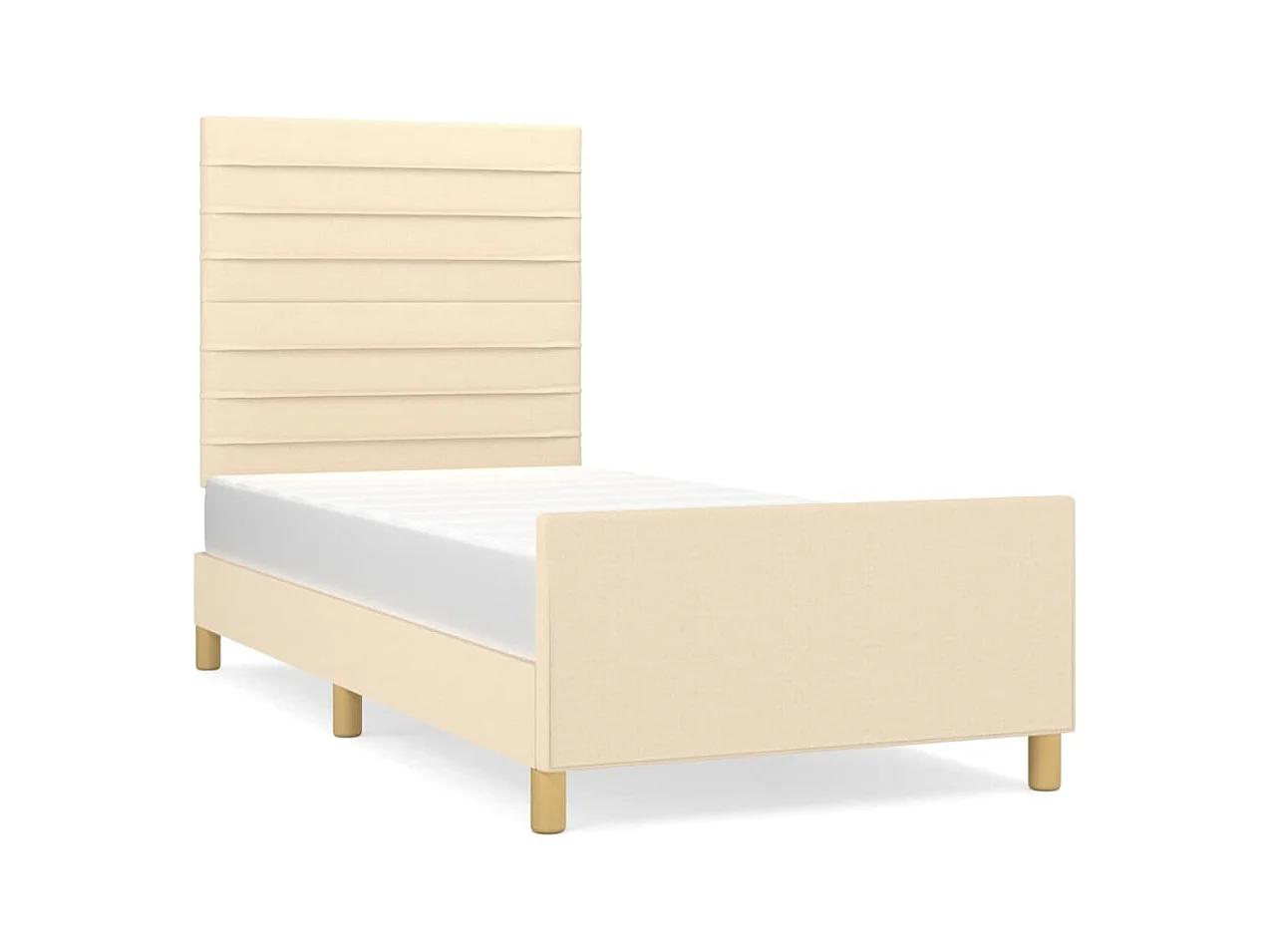 Cadre de lit sans matelas crème 90x200 cm tissu
