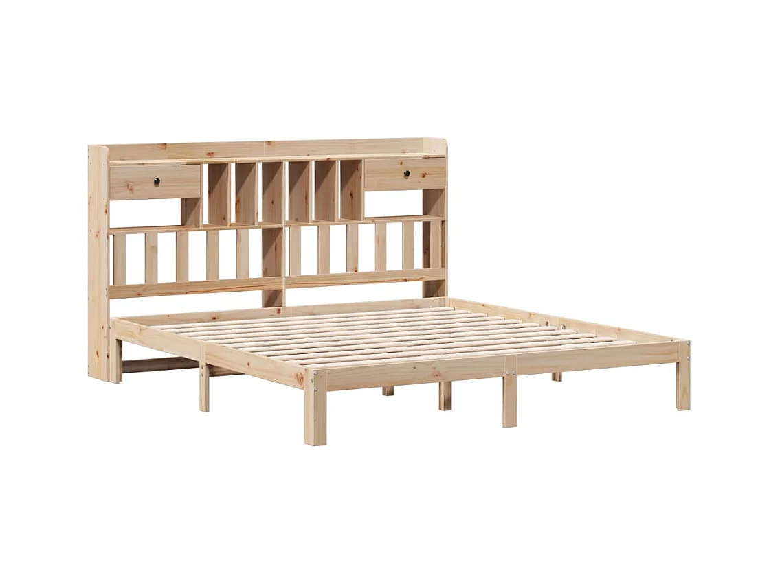Lit bibliothèque sans matelas 180x200 cm bois massif de pin