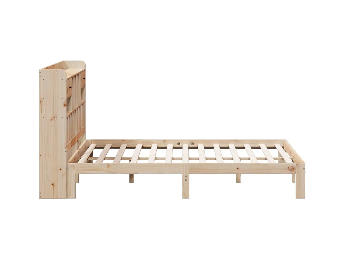 Lit bibliothèque sans matelas 180x200 cm bois massif de pin