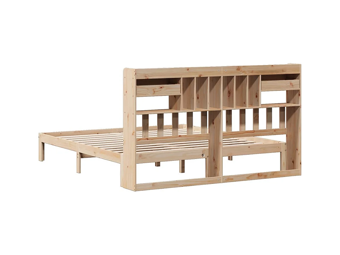 Lit bibliothèque sans matelas 180x200 cm bois massif de pin