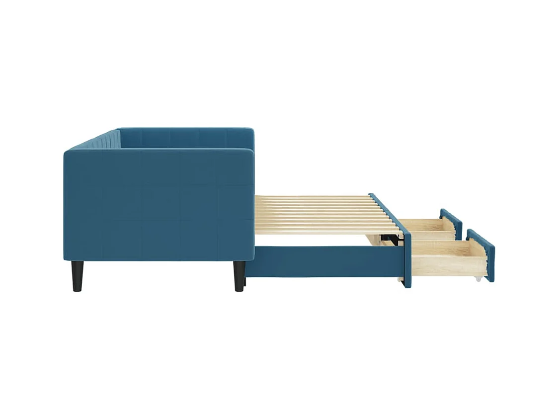Dagbed met onderschuifbed en lades zonder matras blauw 80x200 cm