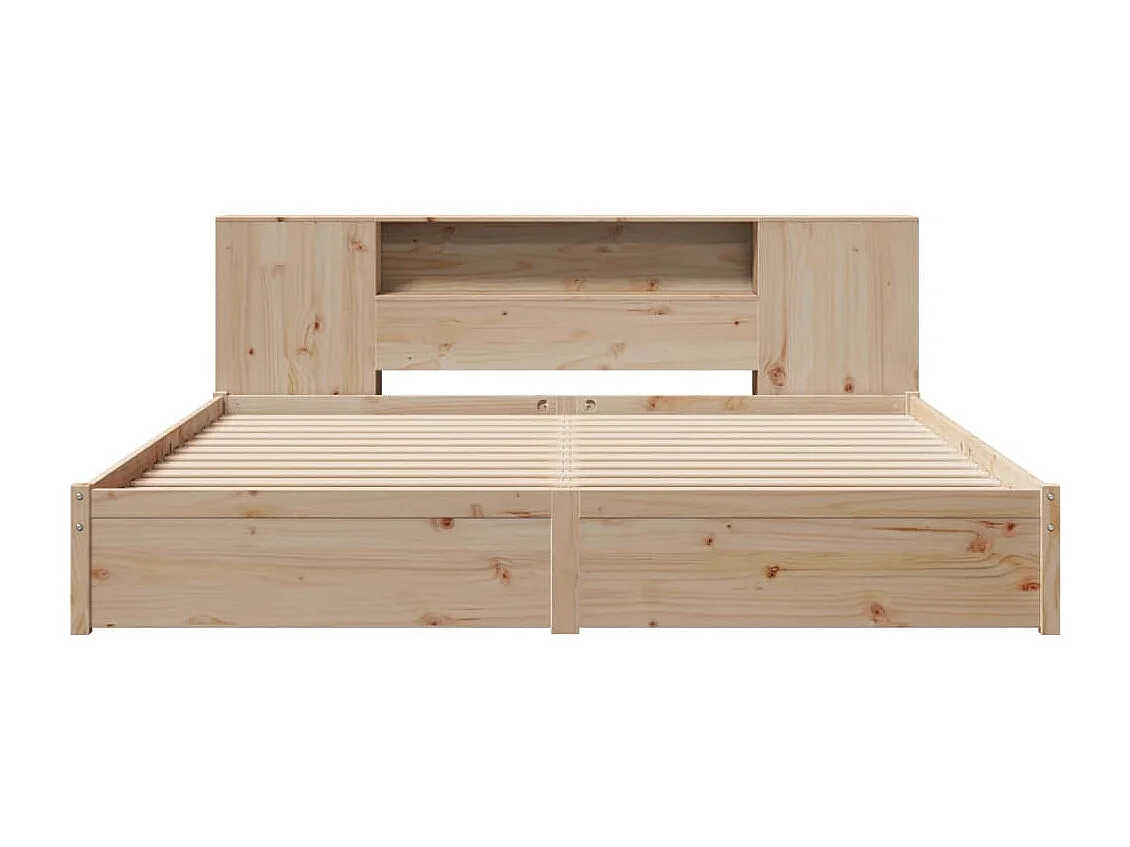 Lit bibliothèque sans matelas 180x200 cm bois massif de pin