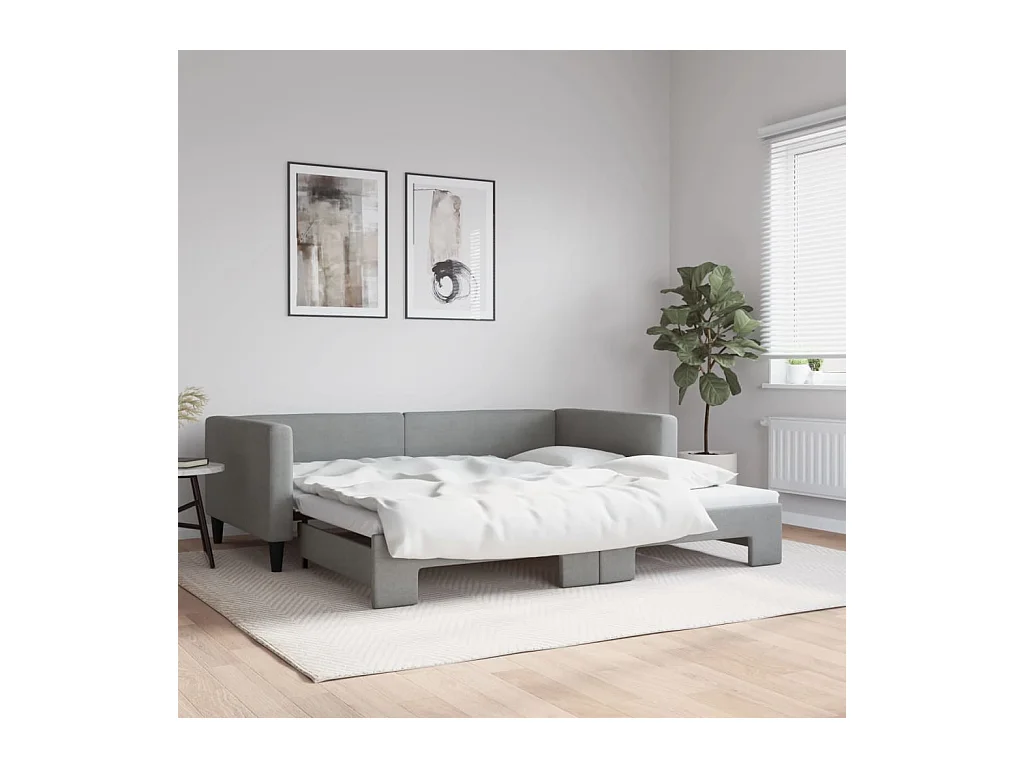 Divano letto con letto estraibile senza materasso grigio chiaro 100x200 cm