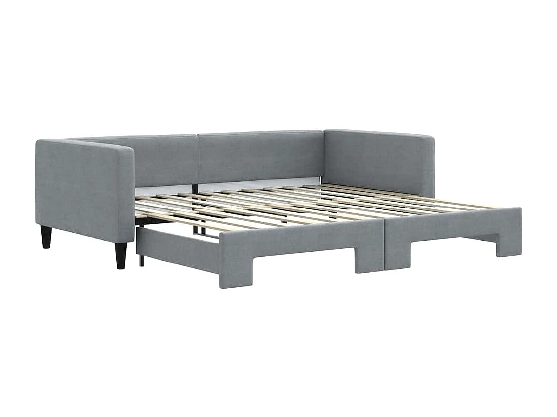 Lit de jour avec gigogne sans matelas gris clair 100x200 cm