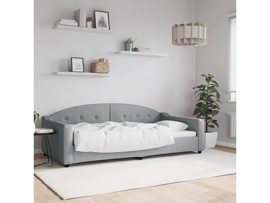 Divano letto grigio chiaro in tessuto 100x200 cm