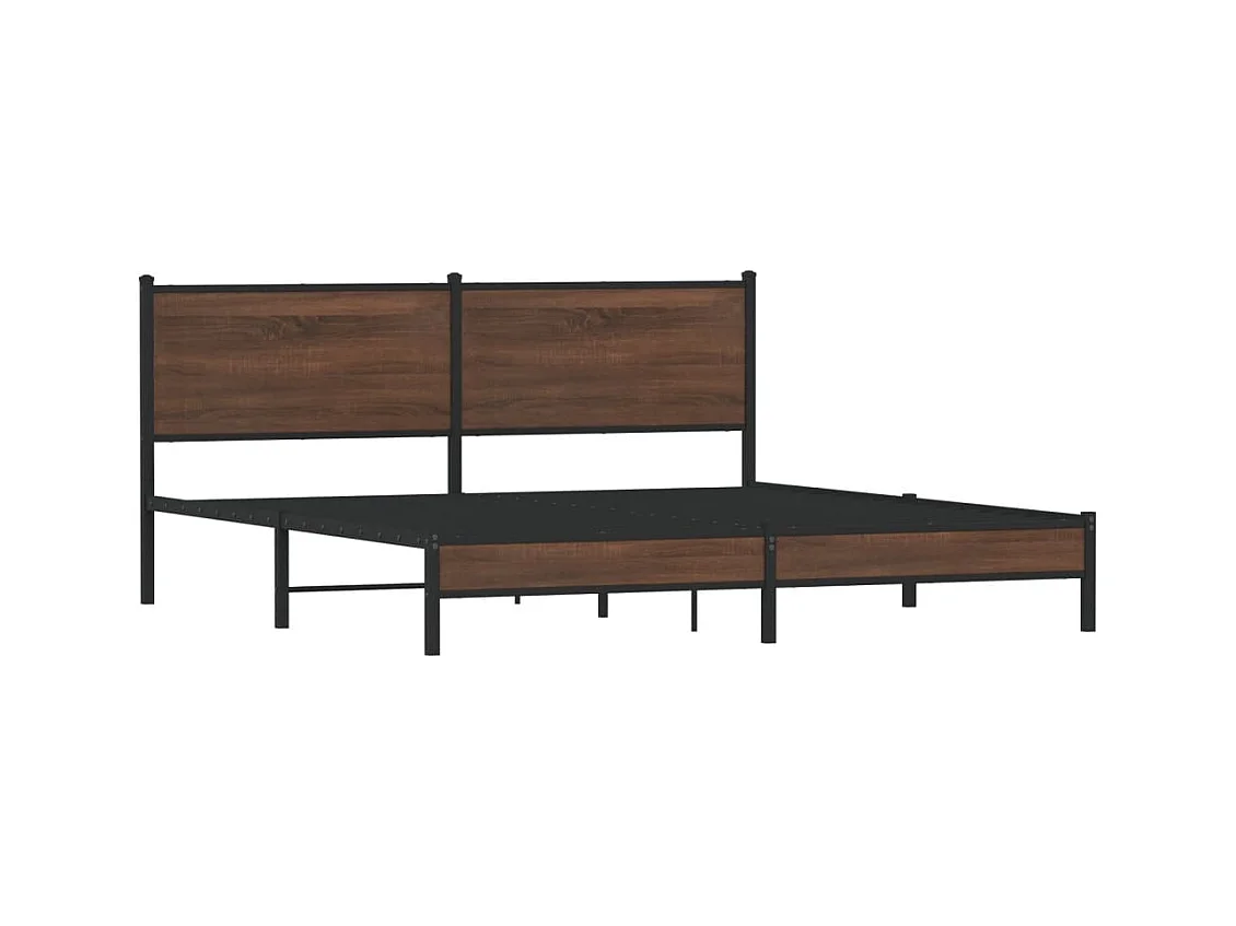 Metalen bedframe zonder matras bruin eiken 160x200 cm