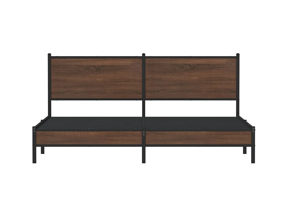 Metalen bedframe zonder matras bruin eiken 160x200 cm